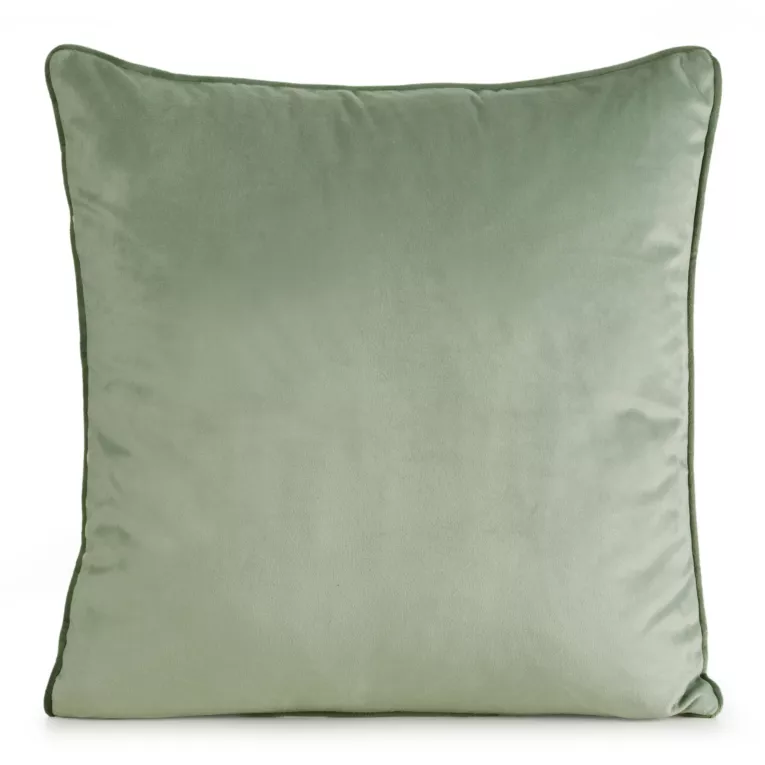 Poszewka na poduszkę 45x45 cm welwetowa o delikatnym połysku z ozdobną lamówką jasnomiętowa GAJA 2 Eurofirany