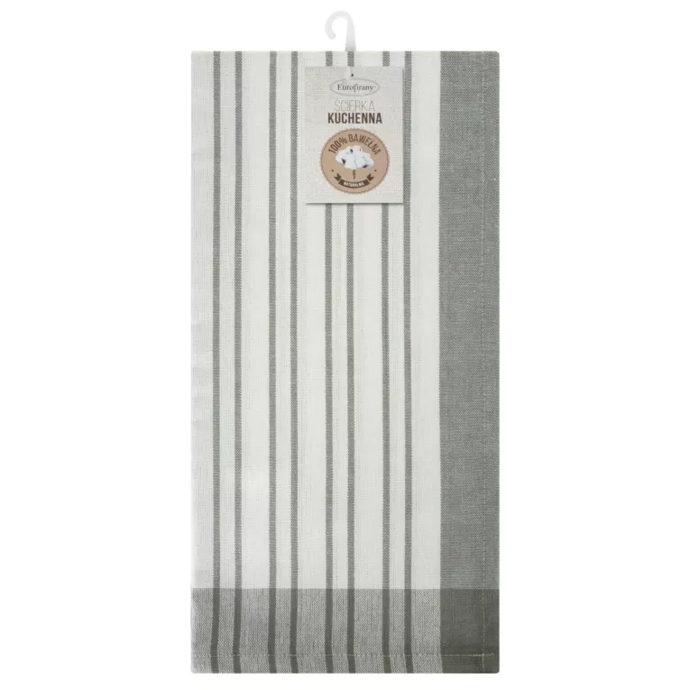 Ściereczka kuchenna 50x70 cm bawełniana kolor szary,biały zdobiona pasami 200 g/m2 OLIVIA Eurofirany
