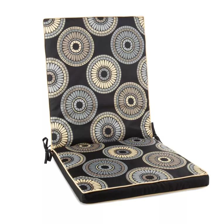 Poduszka na krzesło 42 x 92 x 4 cm czarno, beżowa wodoodporna z motywem mandali GARDEN Eurofirany