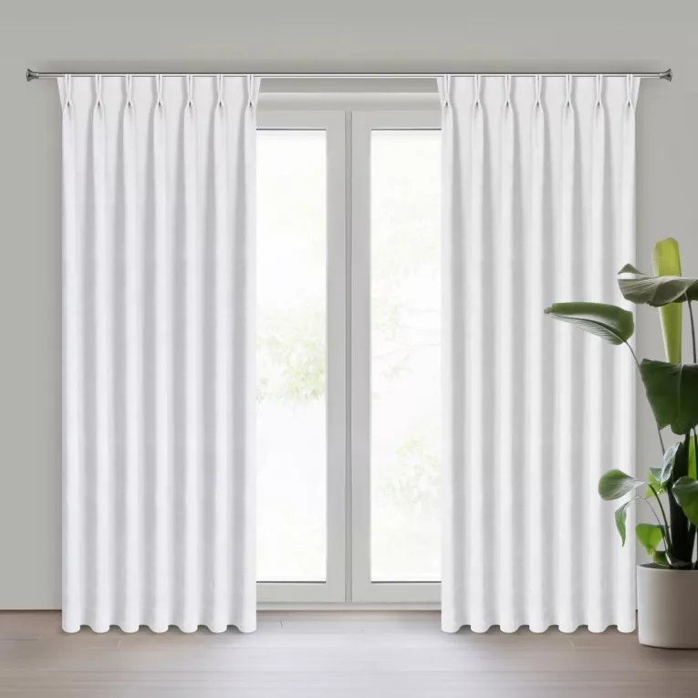Zasłona biała z tkaniny welurowej 70x220 cm szerokość po zmarszczeniu flex 1:2 Dora Eurofirany