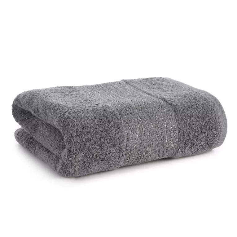 Ręcznik do rąk 30x50 cm bawełniany kolor stalowy z błyszącą bordiurą AMBER Eurofirany