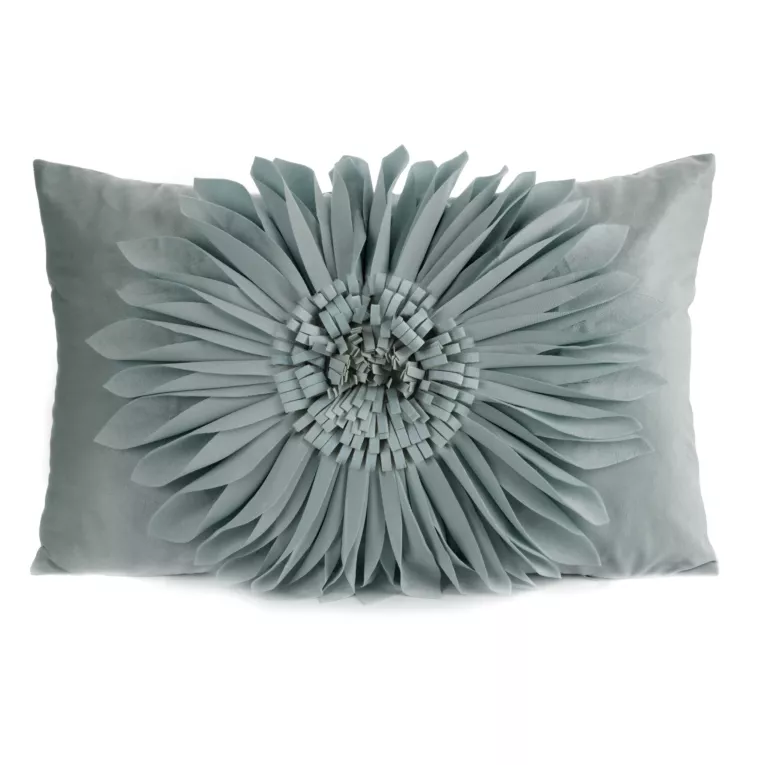 Poszewka na poduszkę 30 x 50 cm z welwetu kolor miętowy zdobiona kwiatem 3D FLORES 3 Eurofirany