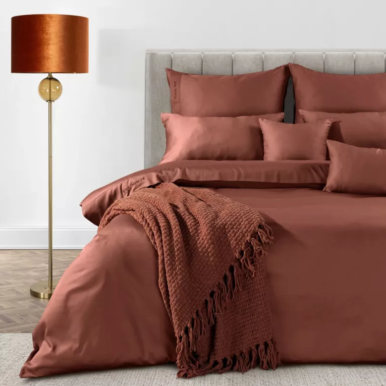 Pościel 220x200 cm z makosatyny bawełnianej kolor marsala Eva Minge Eurofirany