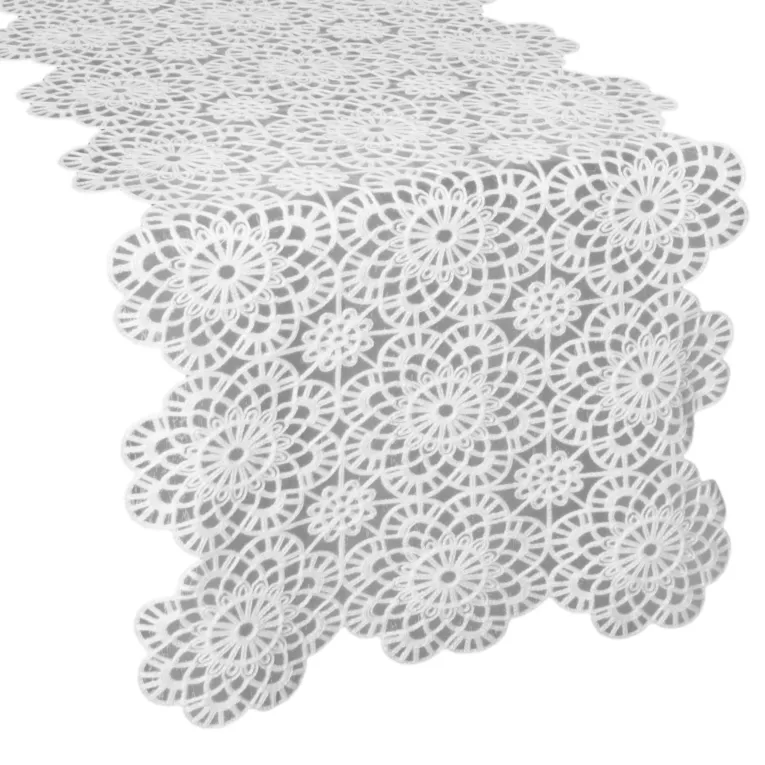 Bieżnik na stół 35x140 cm biały zdobiony haftem - IRINA Eurofirany