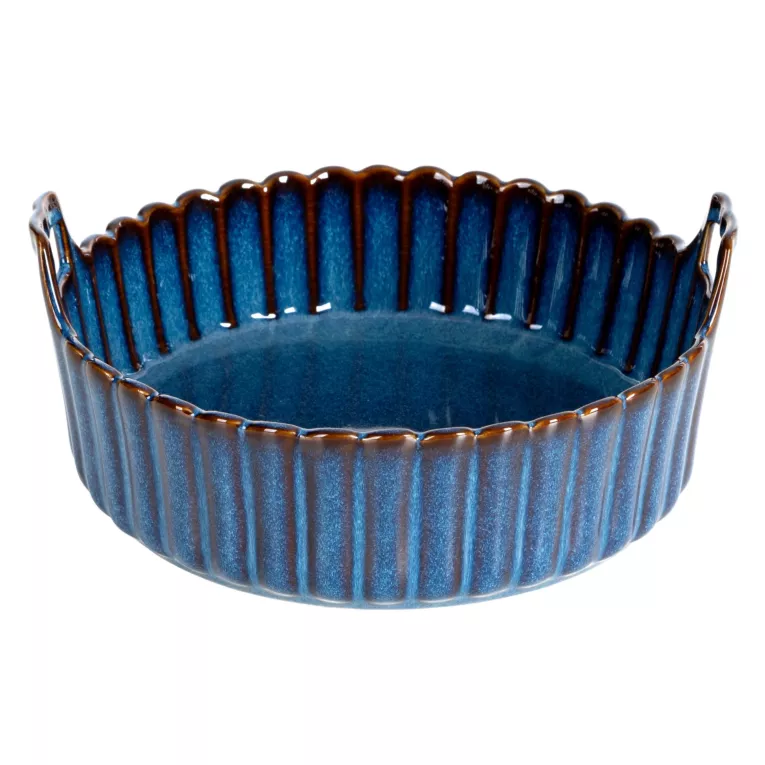 Misa ceramiczna AVRIL 2 z uchwytami zdobiona przecieranym wzorem Eurofirany