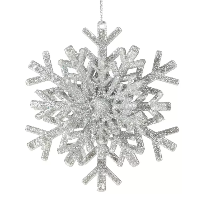 Zawieszka na choinkę srebrna śnieżynka 10x10 Eurofirany