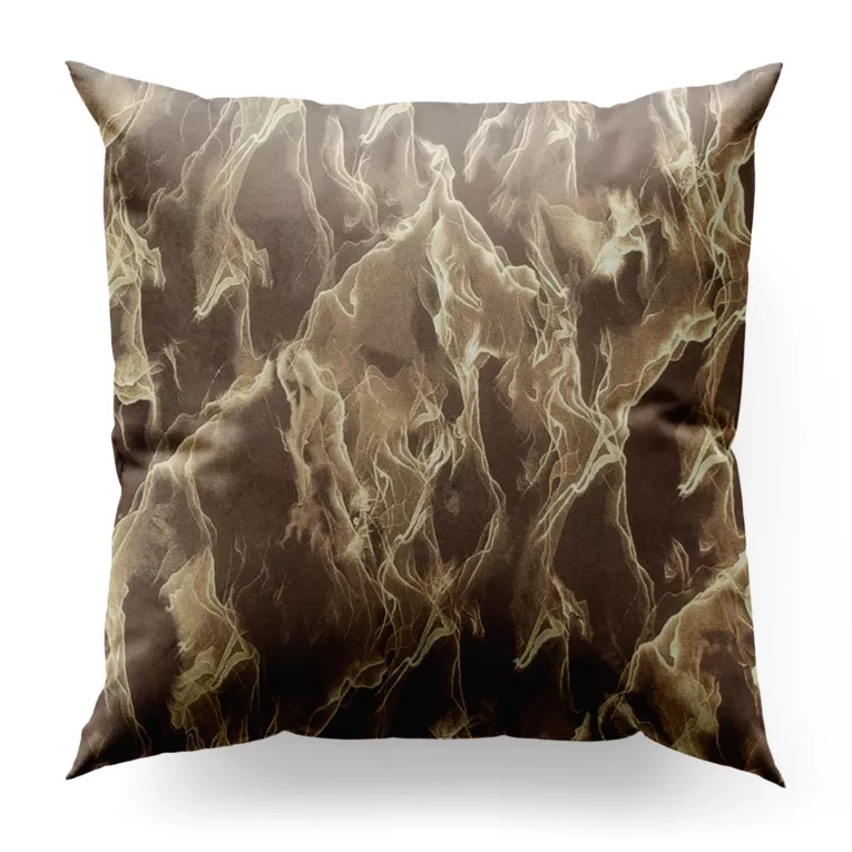 Poszewka szyta brązowo złocista z tkaniny welwetowej ze złotym marmurkowym nadrukiem