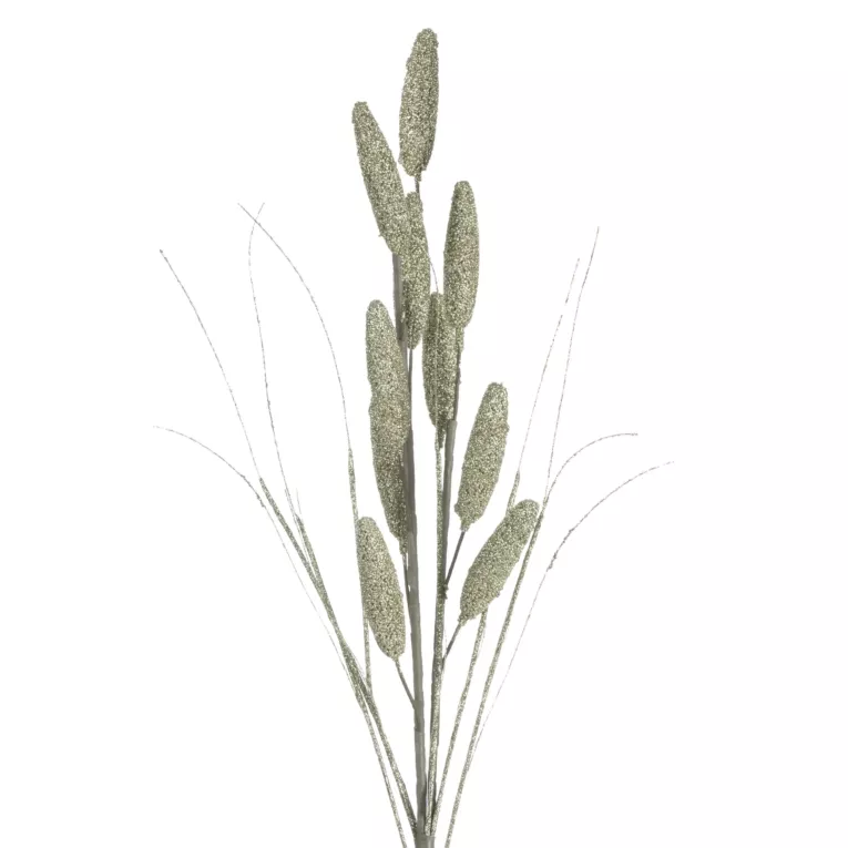 Sztuczna gałązka dekoracyjna z lśniącym brokatem szampańska Eurofirany