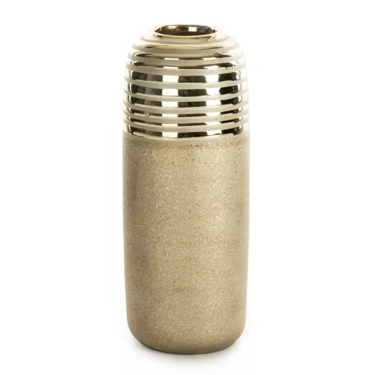 Wazon dekoracyjny ELARA zdobiony lśniącymi pasami Eurofirany