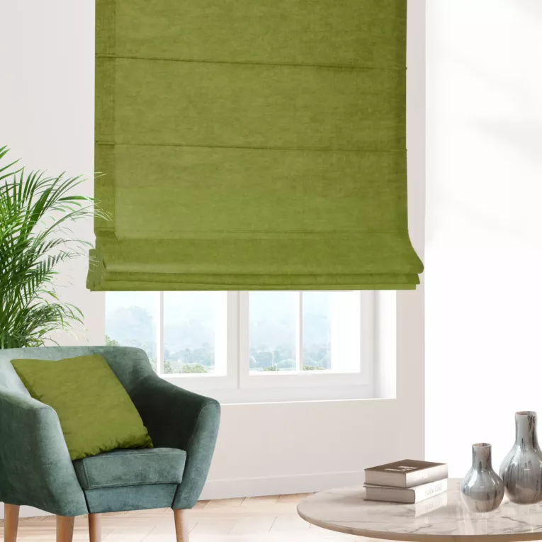 Roleta rzymska DORA - HIT jasnozielona z miękkiej tkaniny o welurowej strukturze