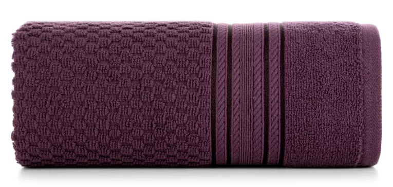 Ręcznik kąpielowy 70x140 cm bawełniany kolor ciemnofioletowy zdobiony subtelnymi paseczkami 500 g/m2 DAVOS Eurofirany