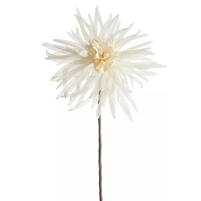 Kwiat sztuczny musztardowy z organzy 80 cm Eurofirany