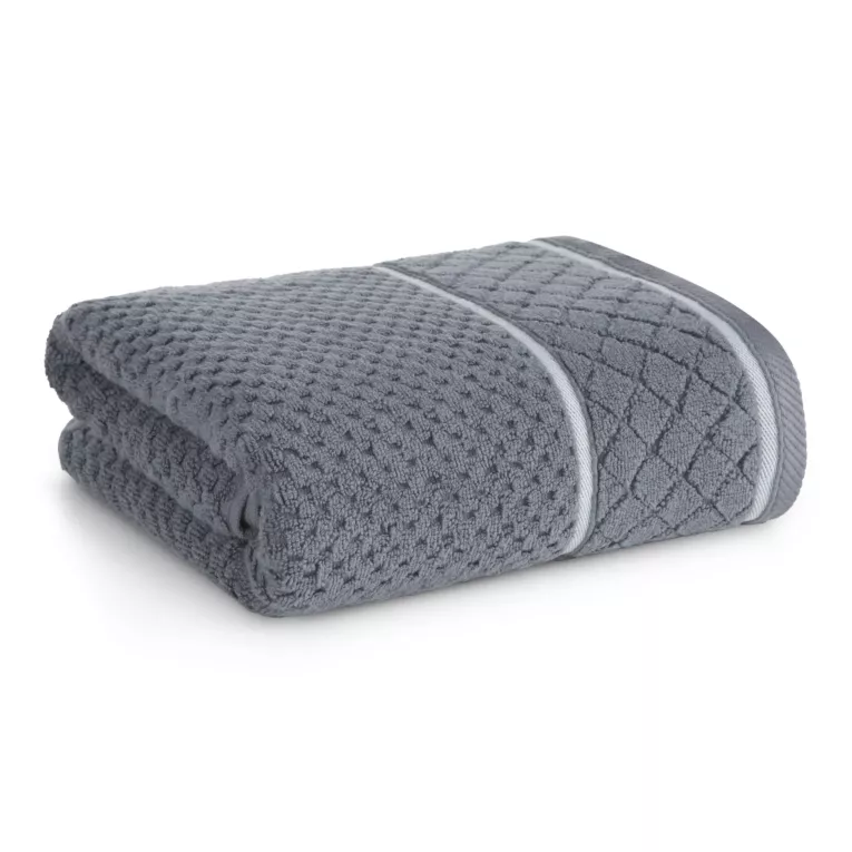 Ręcznik do rąk 30x50 cm bawełniany kolor stalowy o strukturze krateczki z ozdobną bordiurą 500 g/m2 FAVORI Eurofirany