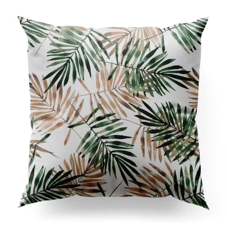 Poszewka szyta kremowo zielona DRUKOWANE