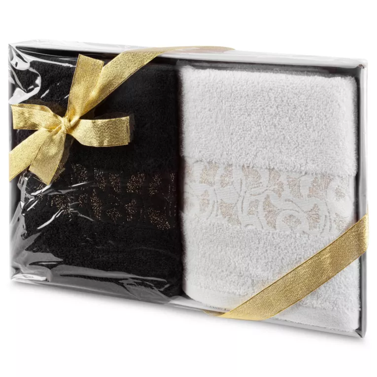 Zestaw ręczników bawełnianych 2 szt 50x90 cm kolor biały, czarny 450 g/m2 BLINK Eurofirany