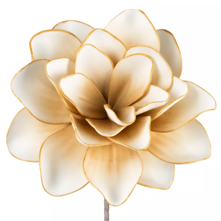 Sztuczny kwiat beżowy FLORE 683 ze złotymi brzegami wykonany z pianki foamiran 60 cm Eurofirany