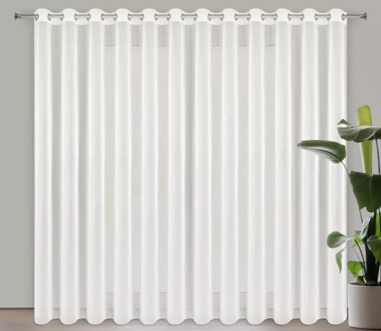 Firana kremowa z gładkiego mlecznego woalu wykończona szwem obciążającym VIOLET 400x260 cm przelotka Eurofirany