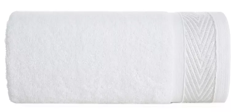 Ręcznik kąpielowy 50x90 cm bawełniany kolor biały z ozdobną bordiurą 400 g/m2 MELANIE Eurofirany