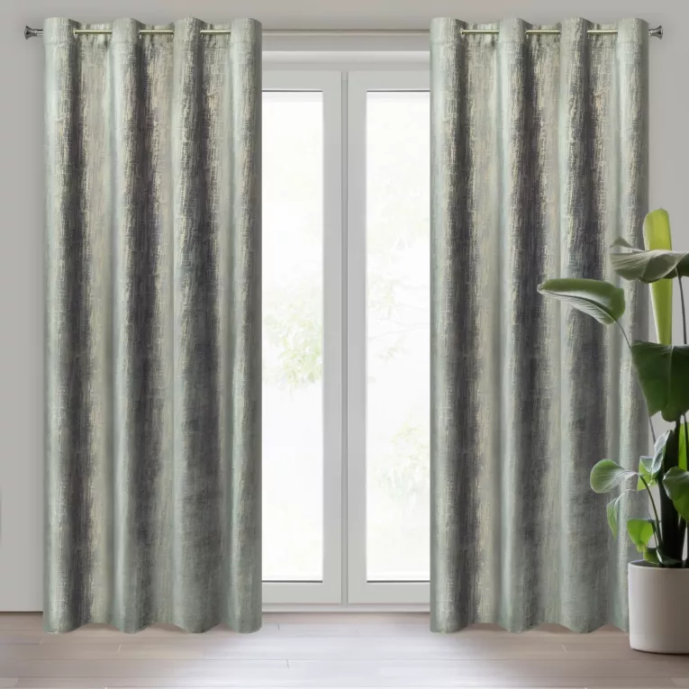 Zasłona szaro, szampańska z delikatnym połyskiem z welwetu 140x250 cm przelotka MARSALA Eurofirany