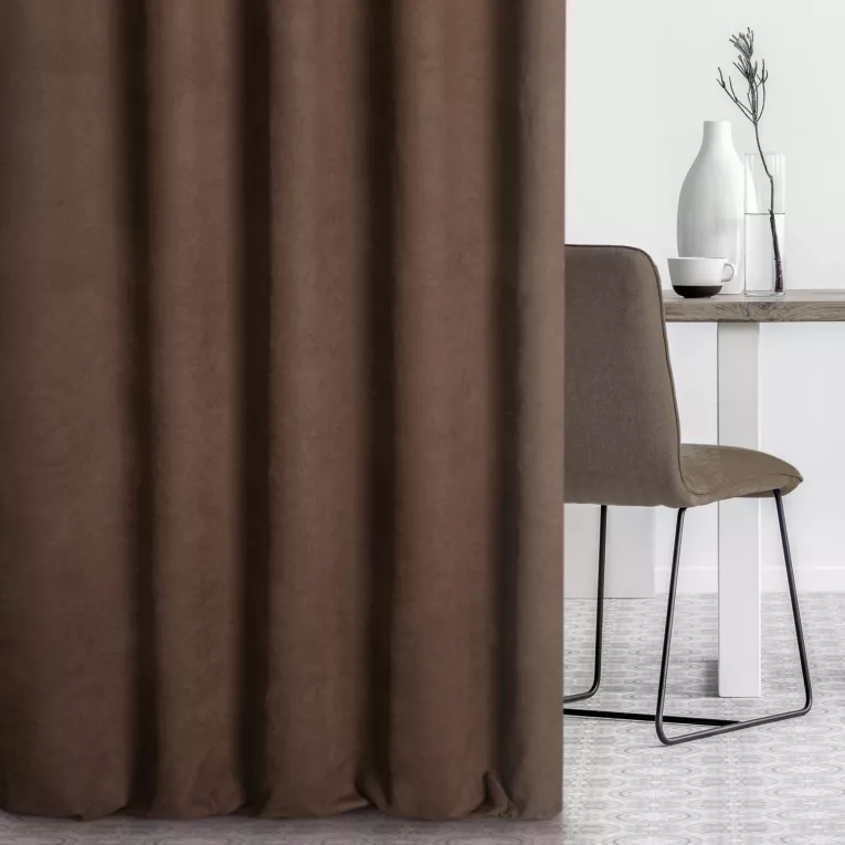Tkanina zasłonowa miękka gładka o zamszowym chwycie Eurofirany