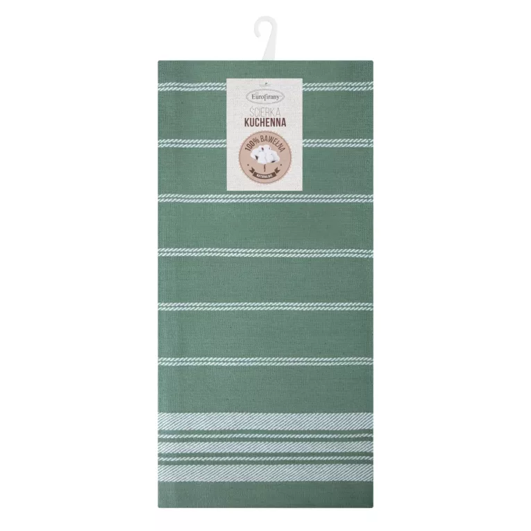 Komplet ściereczek kuchennych 2szt 50x70 cm bawełniany kolor zielony w kratkę oraz subtelne pasy 200 g/m2 RUBI Eurofirany
