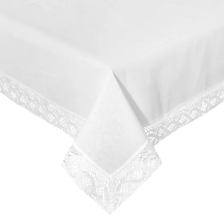 Obrus na stół 140x220 cm biały zdobiony koronką - SUSAN - Eurofirany