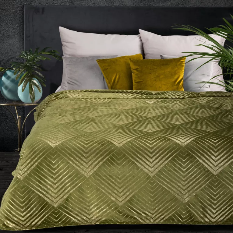 Koc VICTORIA ze złotym wzorem geometrycznym Eurofirany