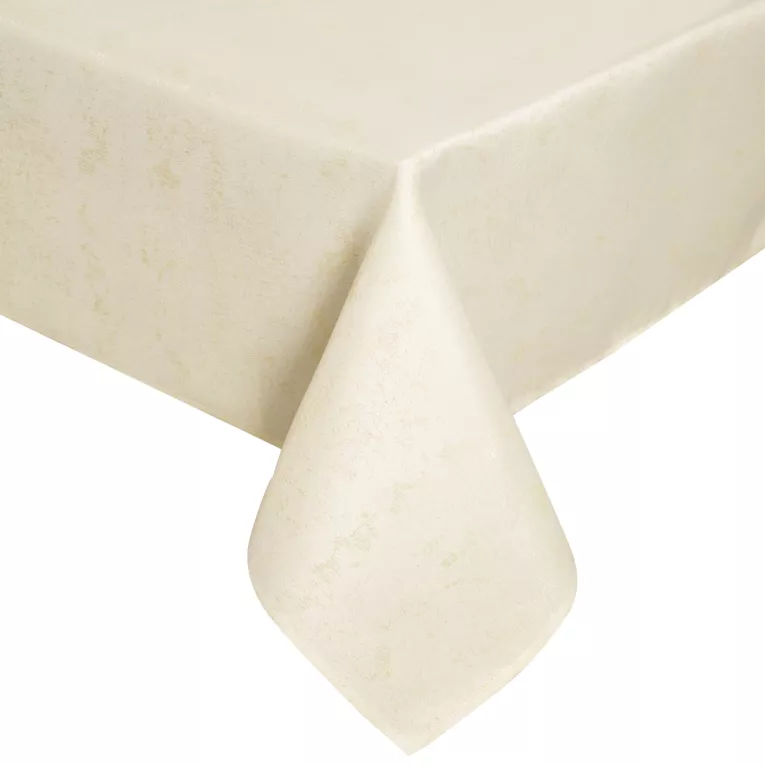 Obrus kremowy 140x220 cm SPARKLE przeszywany złotą nicią
