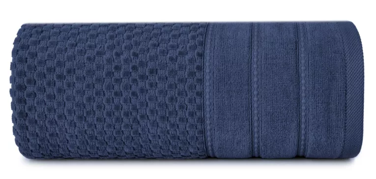 Ręcznik do rąk 30x50 cm bawełniany kolor granatowy z ozdobną bordiurą w paseczki 500 g/m2 ADORE Eurofirany