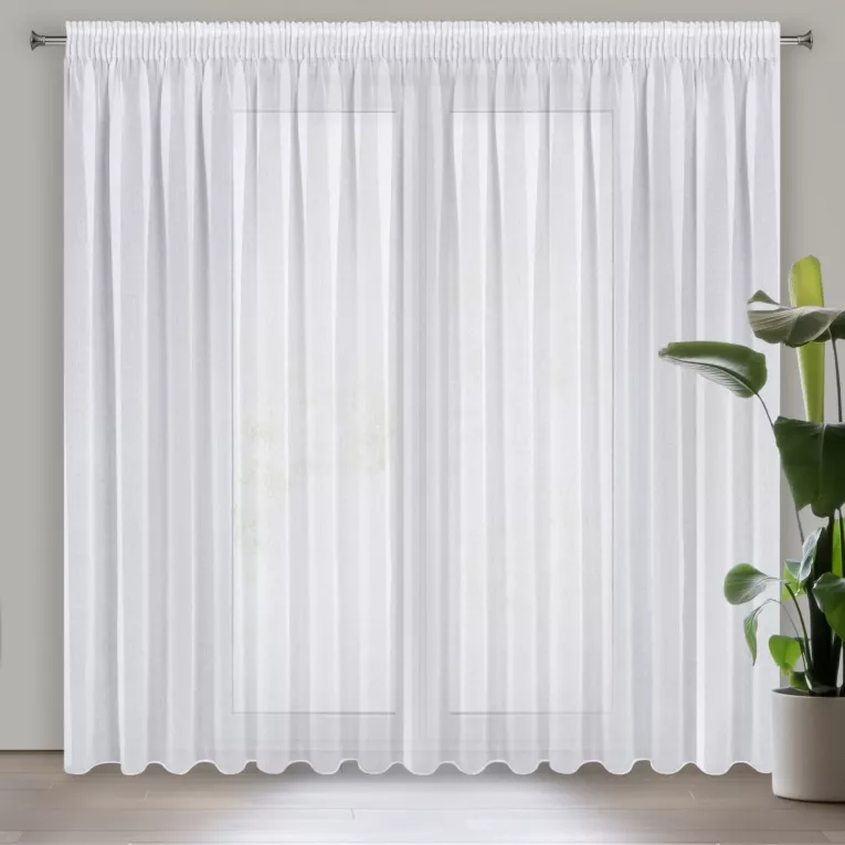 Firana biała z gładkiej matowej etaminy 350x250 cm taśma ELPIDIA Eurofirany