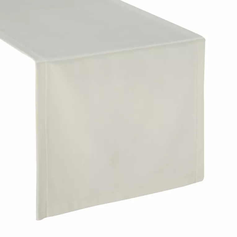 Bieżnik na stół 40x140 cm biały welwetowy VELVET z ozdobną listwą