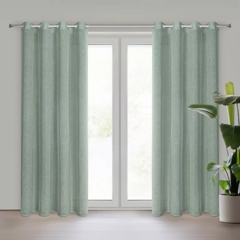 Zasłona miętowa o strukturze deszczyku z etaminy 140x250 cm przelotka ANGELICA Eurofirany