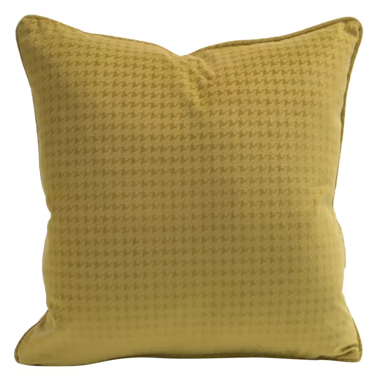Poszewka na poduszkę 40x40 cm welwetowa wytłaczana w pepitkę z ozdobną wypustką musztardowa AMELIA Eurofirany