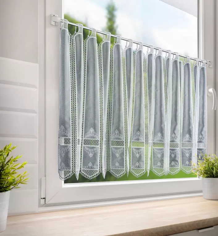 Tkanina firanowa zazdrostka z haftem i ażurem Eurofirany