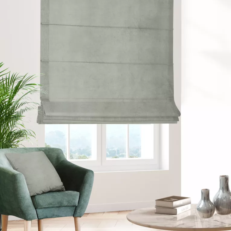 Roleta rzymska ENYA stalowa z miękkiej półmatowej tkaniny welwetowej