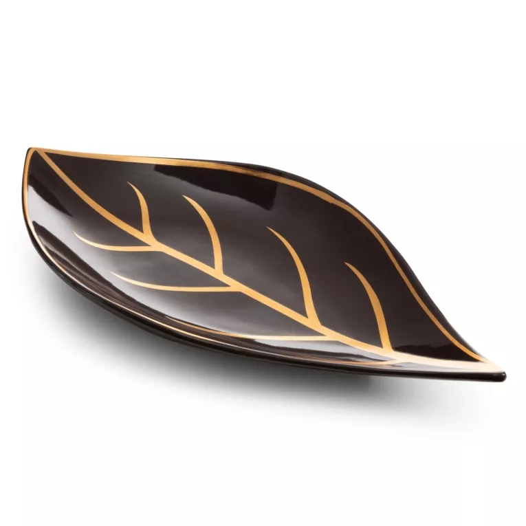 Patera dekoracyjna ALISMA 2 brązowa w kształcie liścia Limited Collection Eurofirany