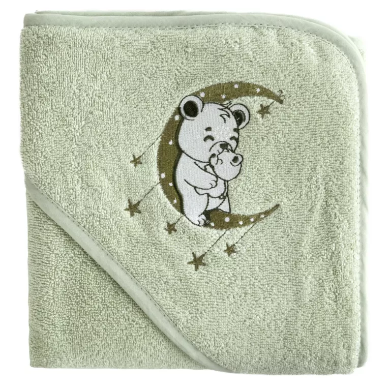 Ręcznik kąpielowy dziecięcy 100x100 cm bawełniany kolor miętowy z kapturem i aplikacją  400 g/m2 BABY 73 Eurofirany