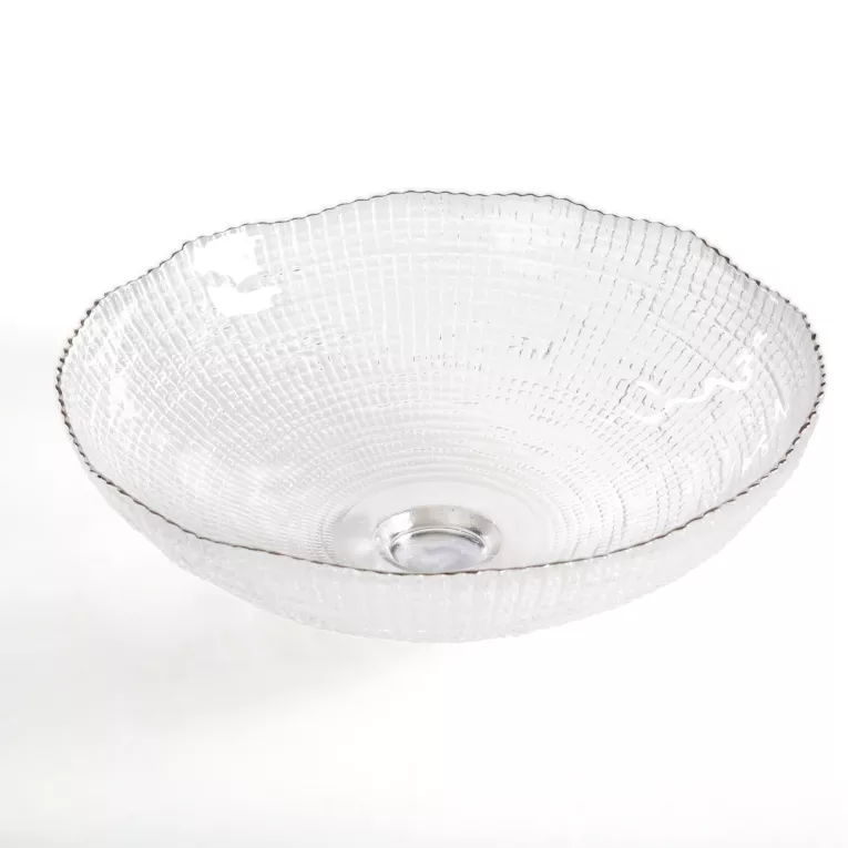 Misa szklana biała o ozdobnym tłoczonym wzorze 25x9 cm DAISY Eurofirany