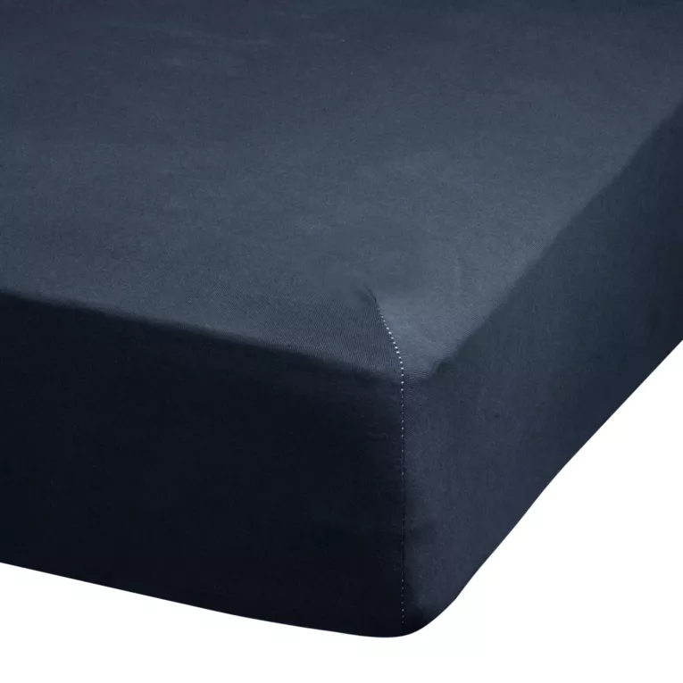 Prześcieradło jersey z gumką 140x200 cm z bawełny kolor ciemnogranatowy 140 g/m2 ADELA Eurofirany