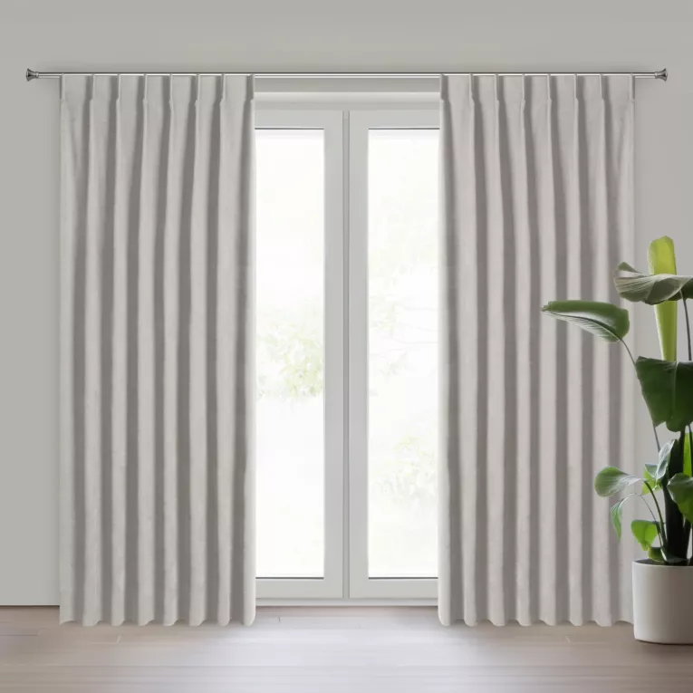 Zasłona ciemnobeżowa z tkaniny welurowej 50x220 cm szerokość po zmarszczeniu flex 1:1,5 Dora Eurofirany