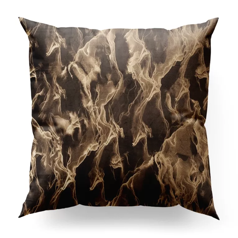 Poszewka szyta ciemnobrązowo złocista z tkaniny welwetowej ze złotym marmurkowym nadrukiem