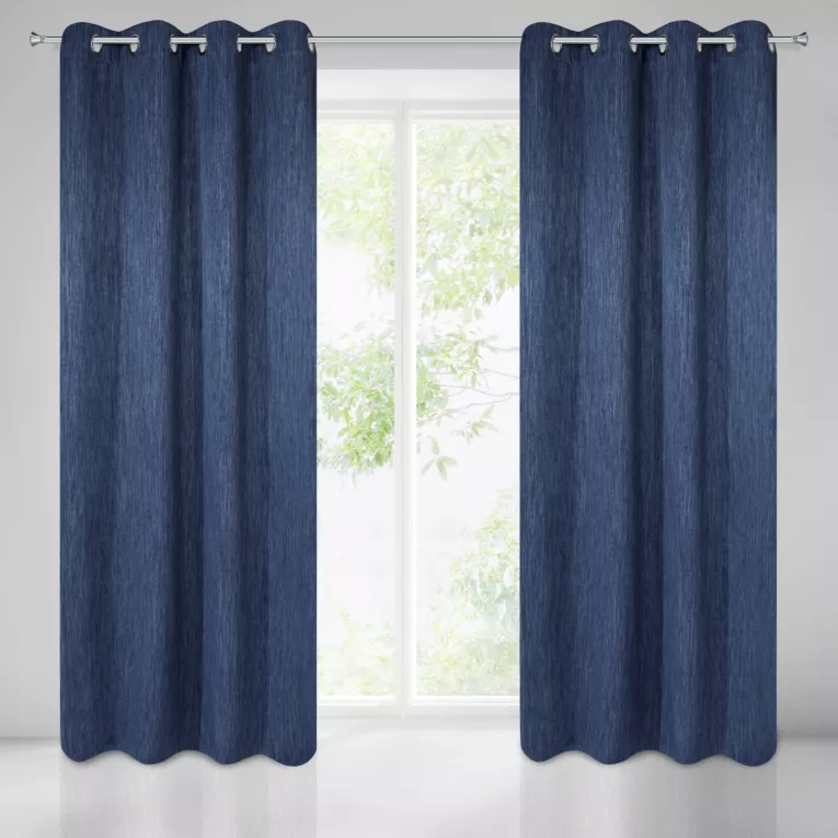 Zasłona granatowa zaciemniająca z efektem melanżu 140x250 cm przelotka ROSSIE Eurofirany