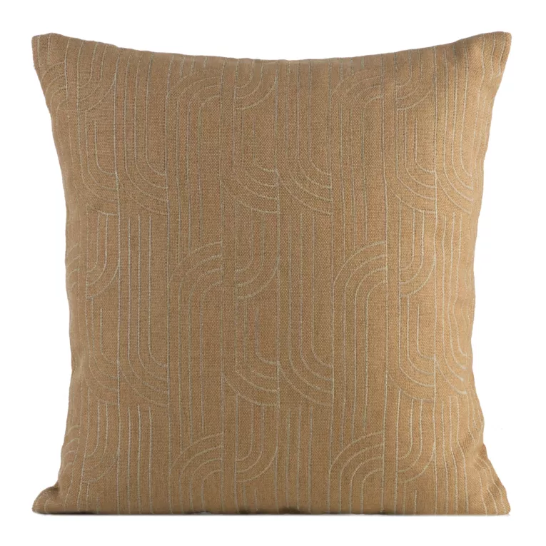Poszewka na poduszkę 45x45 cm z geometrycznym haftem miodowo, złota MILA Eurofirany