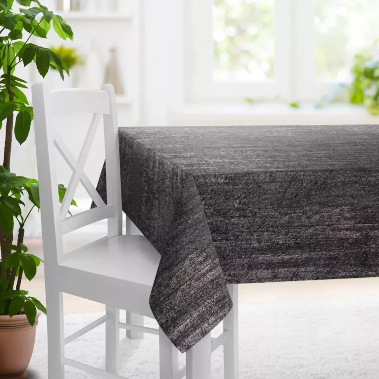 Obrus szyty grafitowy z miękkiej tkaniny welwetowej z efektem kreszowania