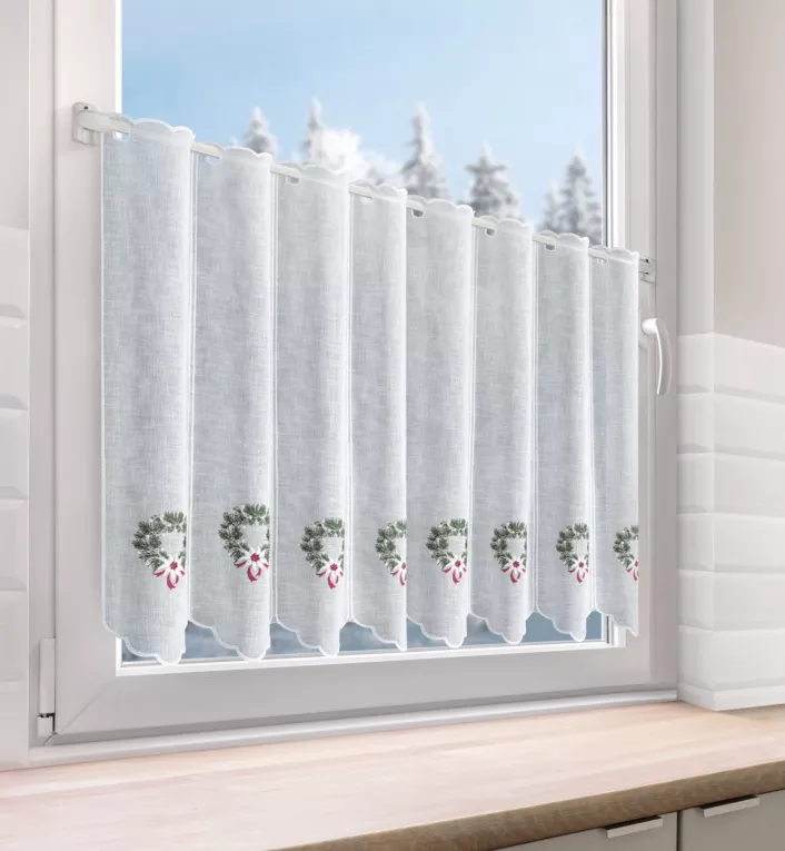 Tkanina firanowa zazdrostka z haftem świątecznym Eurofirany