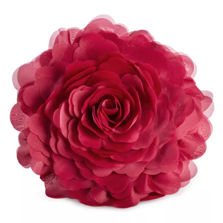 Okrągła poszewka o średnicy 40 cm kolor bordowy zdobiona kwiatem 3D FLORES 6 Eurofirany