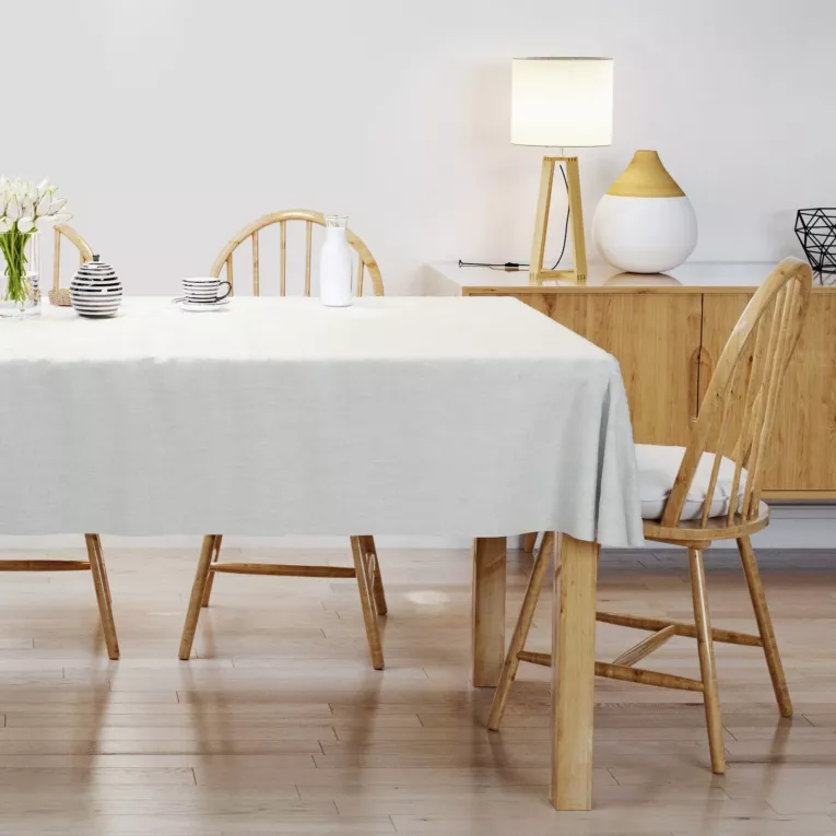 Obrus szyty naturalny o naturalnym, gęstym splocie w stylu eko