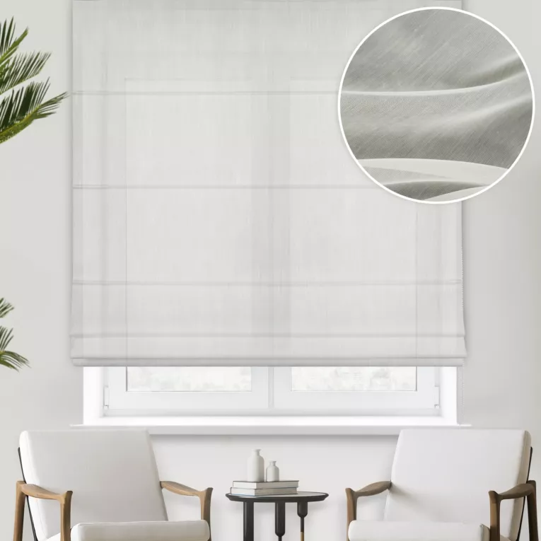 Roleta rzymska naturalna z delikatnej batystowej tkaniny