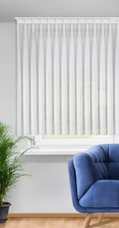 Firana biała z szyfonu 230x170 cm taśma typu FLEX - RUBY Eurofirany