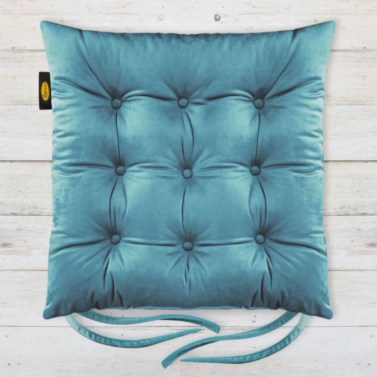 Dwustronna poduszka siedzisko na krzesło z welwetu z dziewięcioma pikowaniami Eurofirany